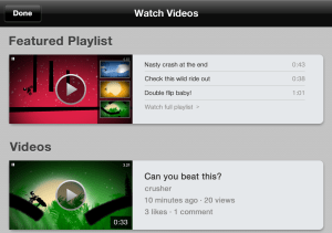 Kamcord's new user interface for watching in-game recordings.