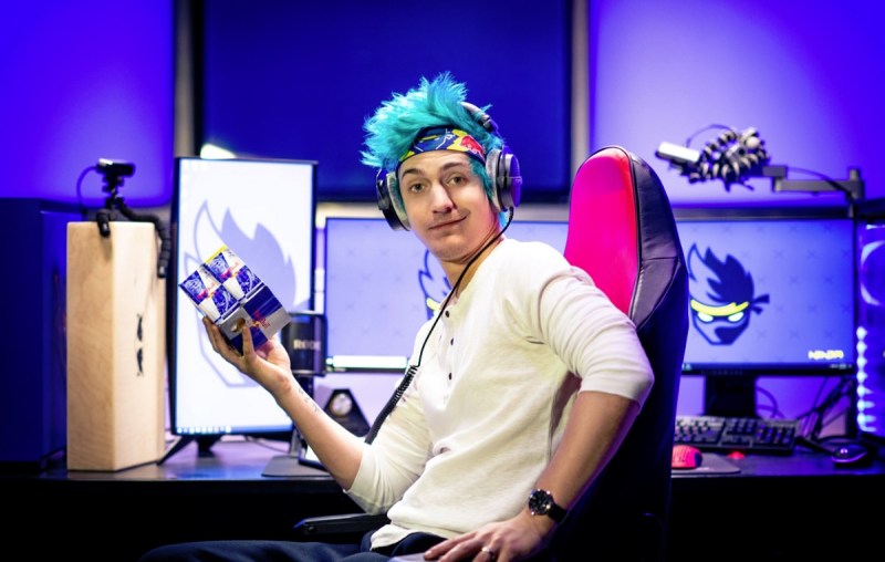 Ninja, not posing at all, authentically holding his Red Bull.