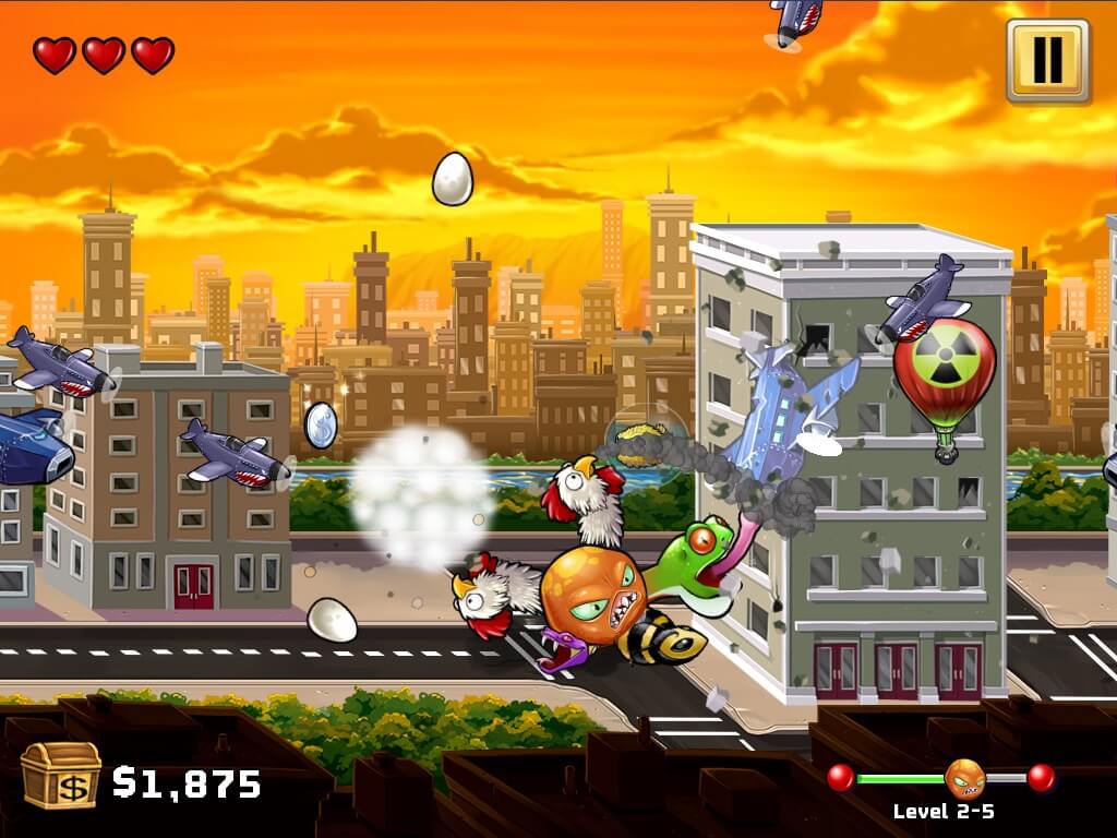 The frog in Octogeddon grabs an enemy with its tongue.