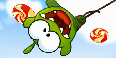 Om Nom loves candy. Yo have to get it to him.
