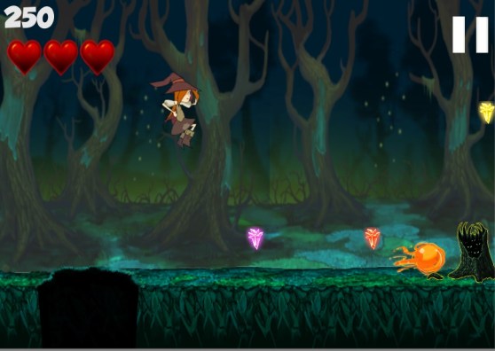 Ella's fireball abilities can be upgraded with crystals recovered in each game stage.