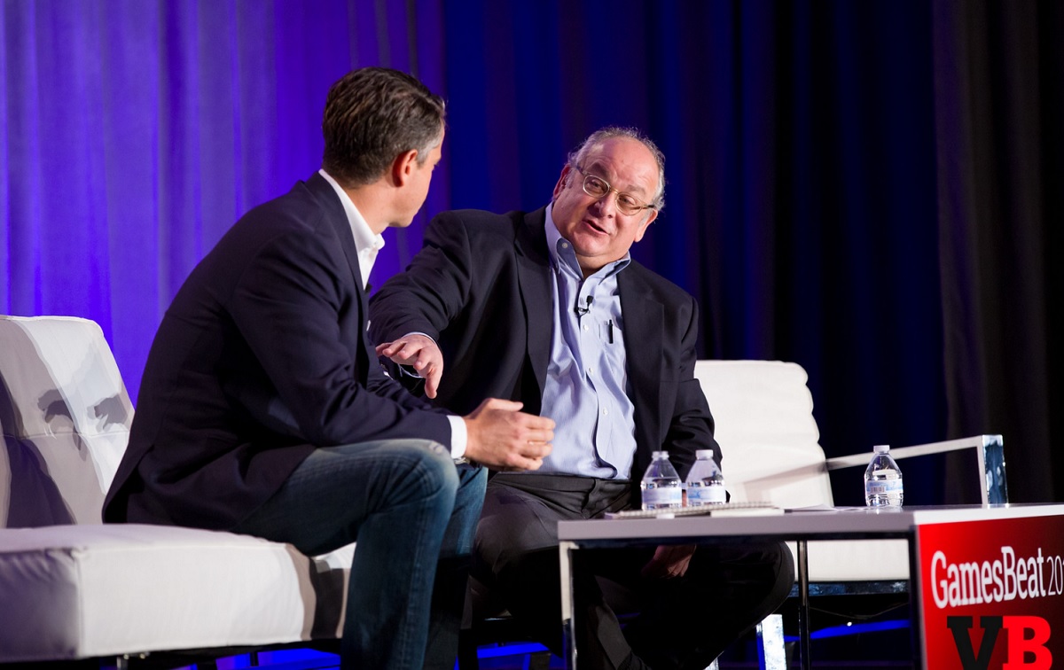 Mike Vorhaus (right) of Magid Advisors interviews Owen Mahoney of Nexon at GamesBeat 2015.