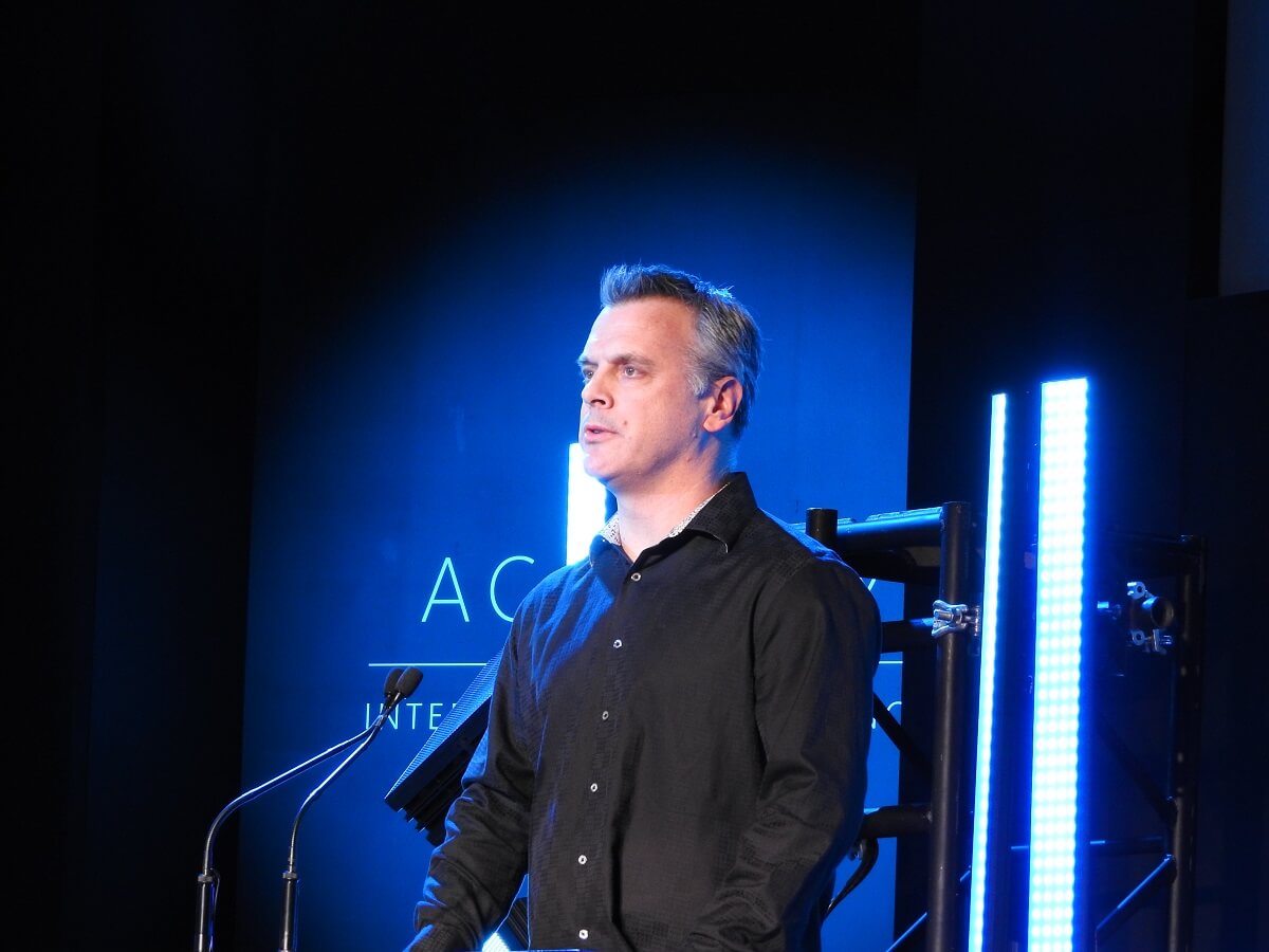 Pete Hines of Bethesda at the DICE Awards.