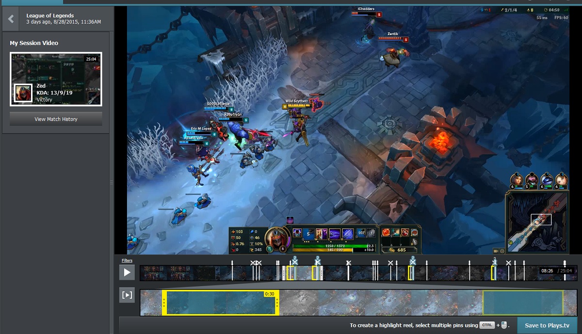 With Plays.tv, users can select multiple "pinned" moments and use the new Stitch feature to instantly combine them into a single highlight reel.