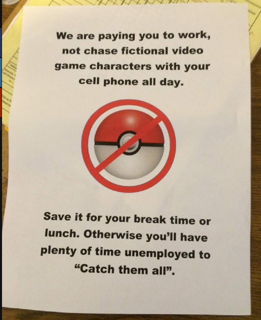 A funny note about playing Pokémon Go at work on Imgur.