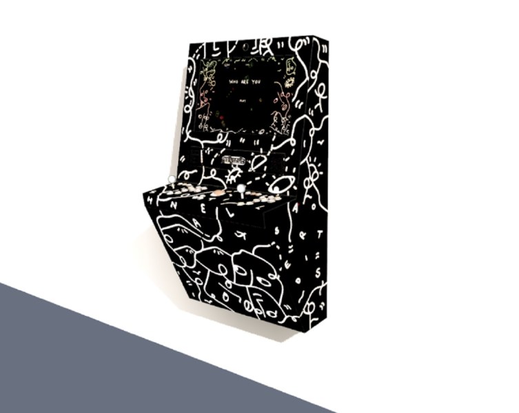 Polycade's arcade machine can hang on a wall. This is a special Polycade Limiteds black edition.