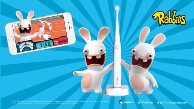 The Raving Rabbids star in Rabbid Invasion on the Kolibree toothbrush app.