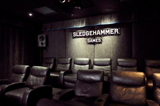 The studio at Sledgehammer where you can play and watch Call of Duty: Advanced Warfare on a big screen.