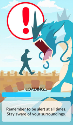 Pokémon Go's loading screen is a warning that should keep Niantic and the other companies out of any legal liability.
