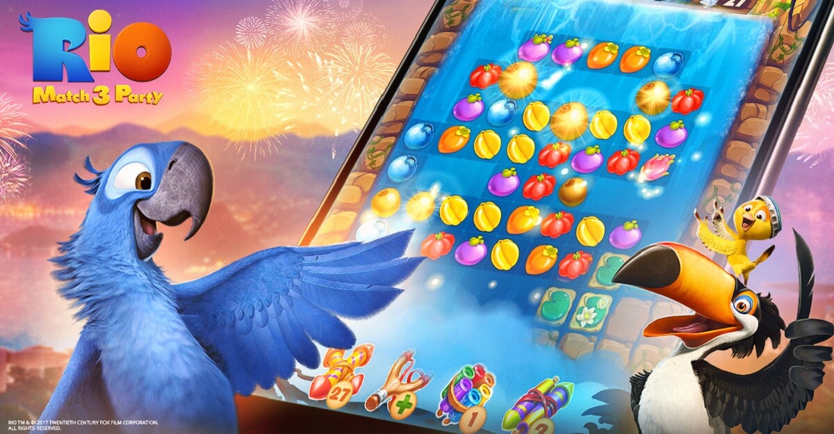 Rio characters come back to mobile with Plarium's Match 3 game.
