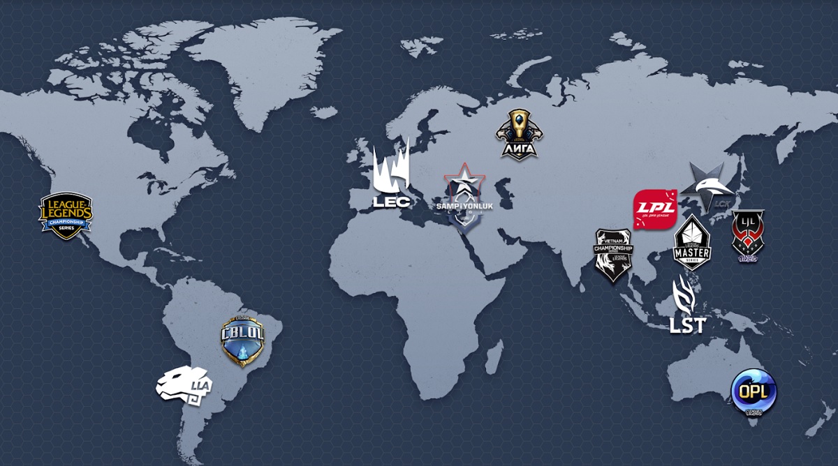 League of Legends esports has 13 locations around the world.