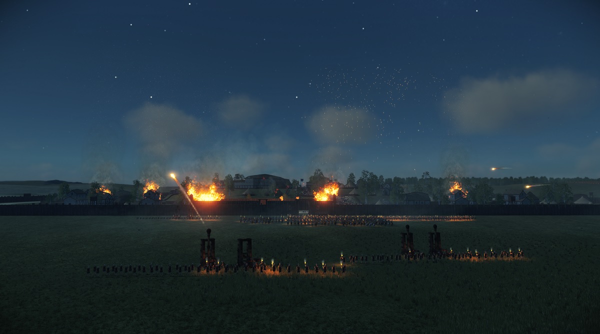 A night battle in the Total War: Rome Remastered game.