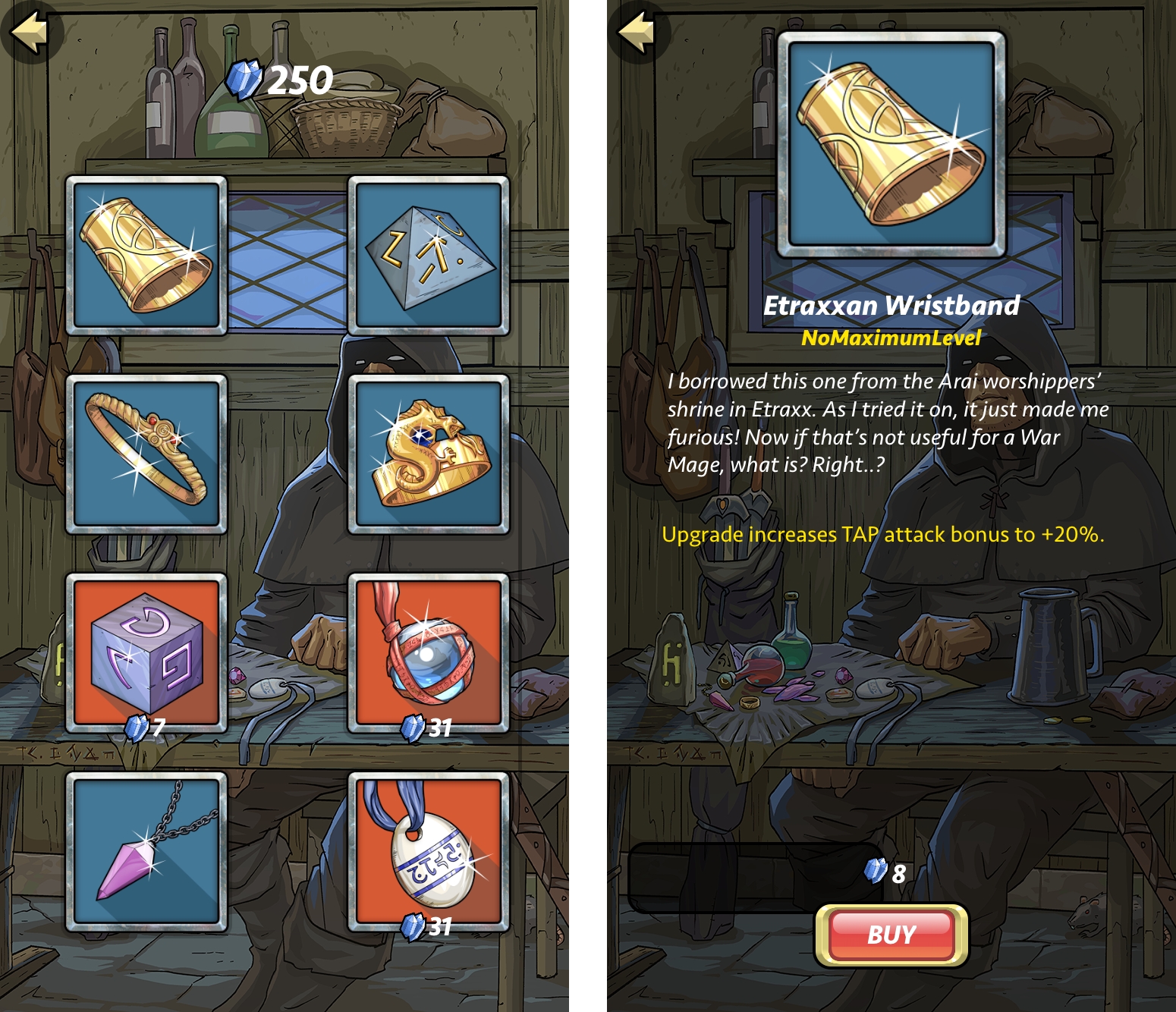 Screenshots from Runeblade's iPhone companion app.