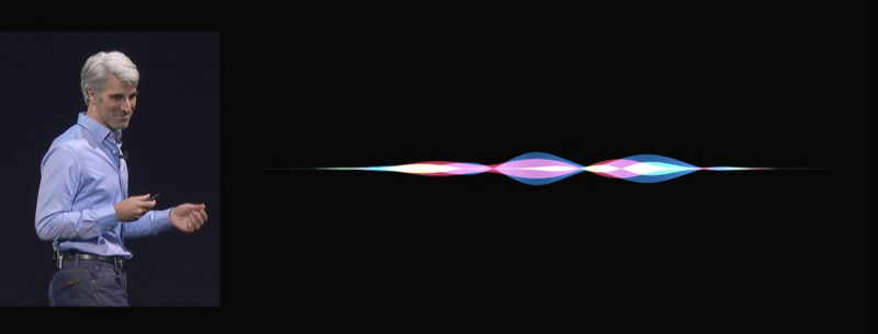 This is a picture of Apple VP Craig Federighi discusses Siri onstage June 5 at WWDC 2017 at the San Jose Convention Center in San Jose, Calif.