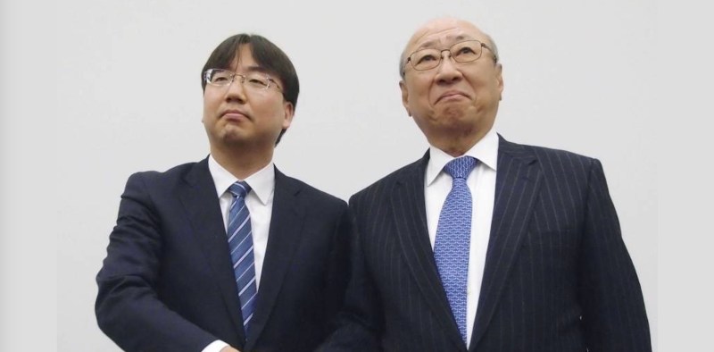 Incoming Nintendo president Shuntaro Furukawa and his predecessor, Tatsumi Kimishima in 2018.