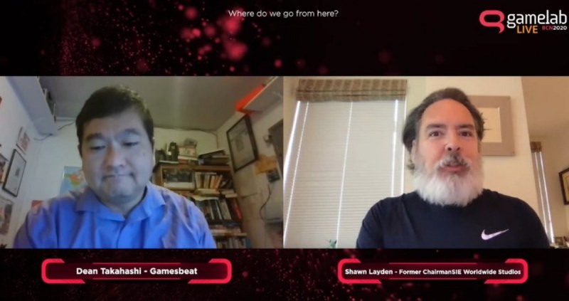 Dean Takahashi and Shawn Layden talk in a fireside chat at Gamelab 2020.