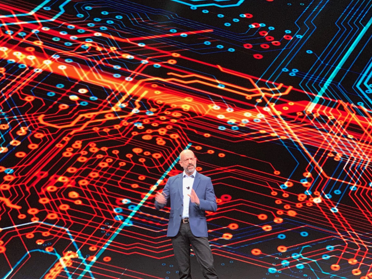 Simon Segars, CEO of Arm, onstage at Arm TechCon 2019.