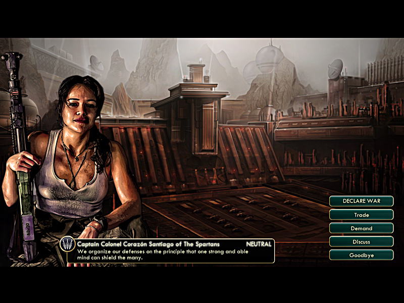 The leader of the militaristic civilization in Alpha Centauri comes to Civ V.