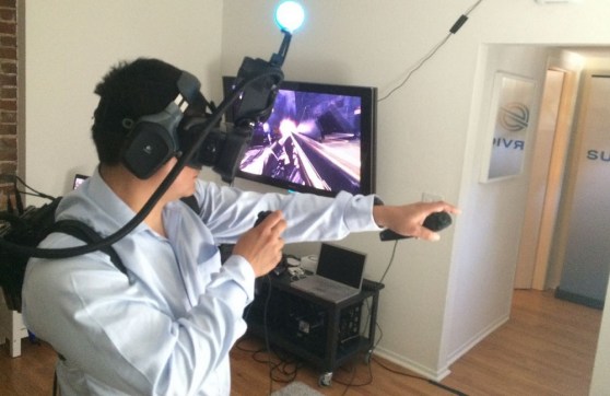 GamesBeat lead reporter Dean Takahashi demos Survios's virtual-reality tech.