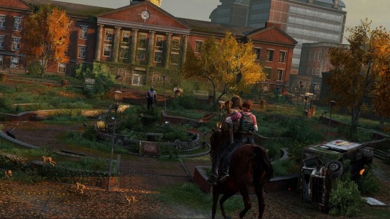 Sony Joel and Ellie on horseback in The Last of Us Remastered.
