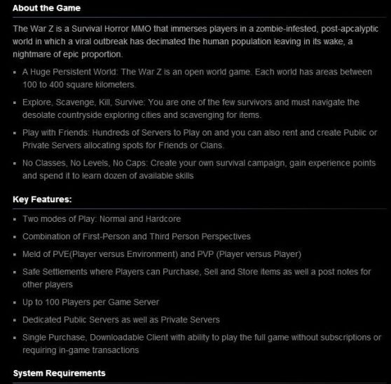 The War Z promises
