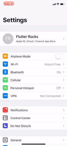 A reproduction of the iOS Settings home page, built with Flutter