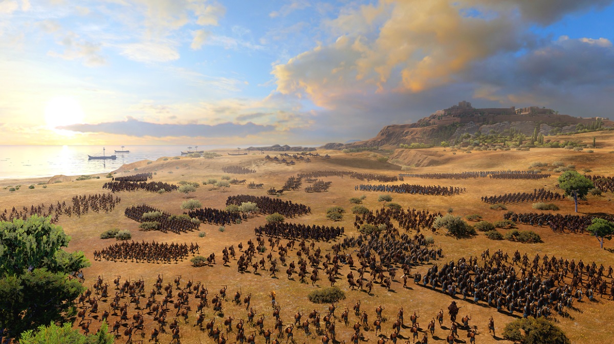 The Greeks spread out in an advance on Troy.