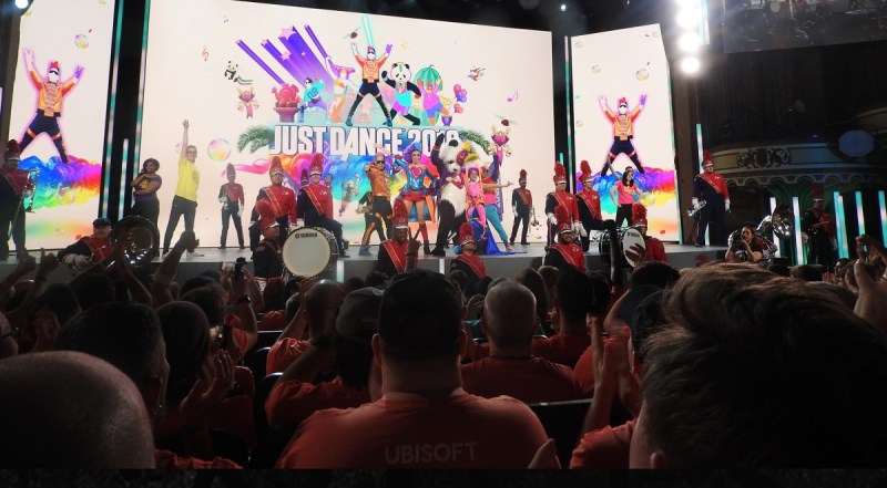 The Just Dance dancers at Ubisoft's E3 2018 press event.