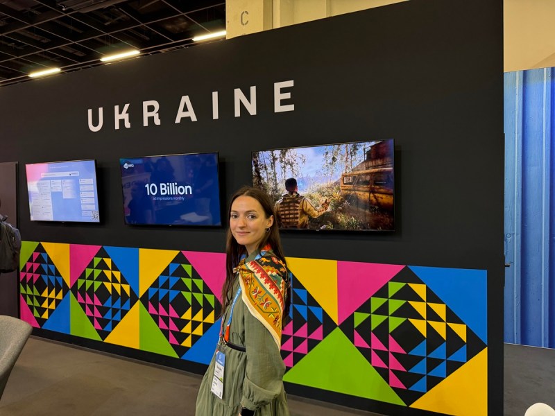 Elena Lebova of GDEV at the Ukraine booth at Devcom.
