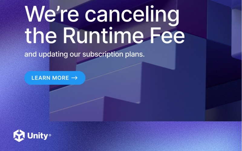 Unity has canceled its hate Runtime Fee.