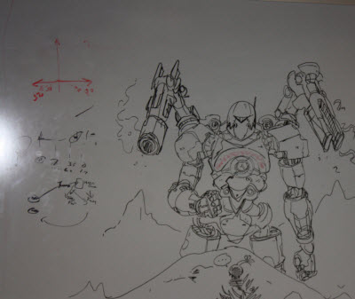A game character on a USC whiteboard