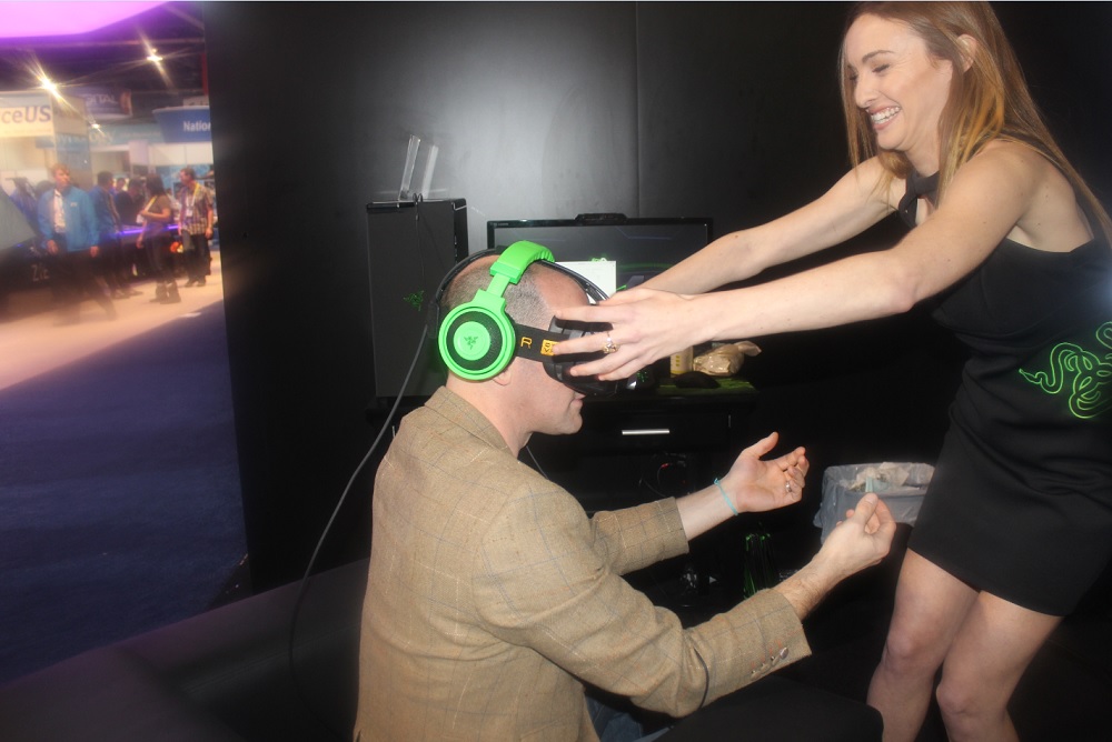 This isn't what it looks like. It's a demo of the OSVR virtual reality headset.