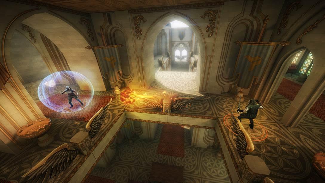 Wands lets players cast fireballs and other spells at each other.