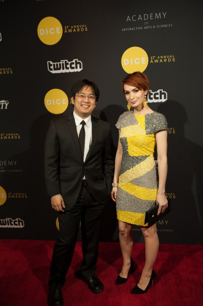 YouTube sensations Freddie Wong and Felicia Day YouTube sensations Freddie Wong and Felicia Day hosted the awards show at Dice.