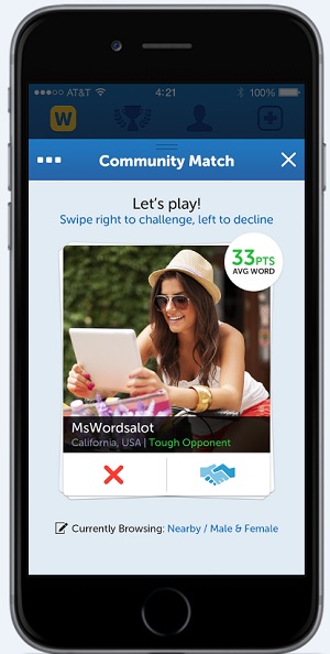 Words With Friends community match feature.