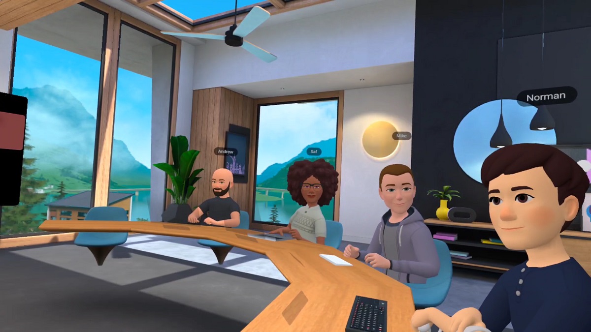 Working in a Facebook Horizon Workroom.