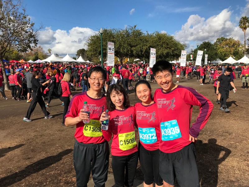 The running Xu family: (Left to right) John, Jing Chen, Jenny, and Jeffrey.