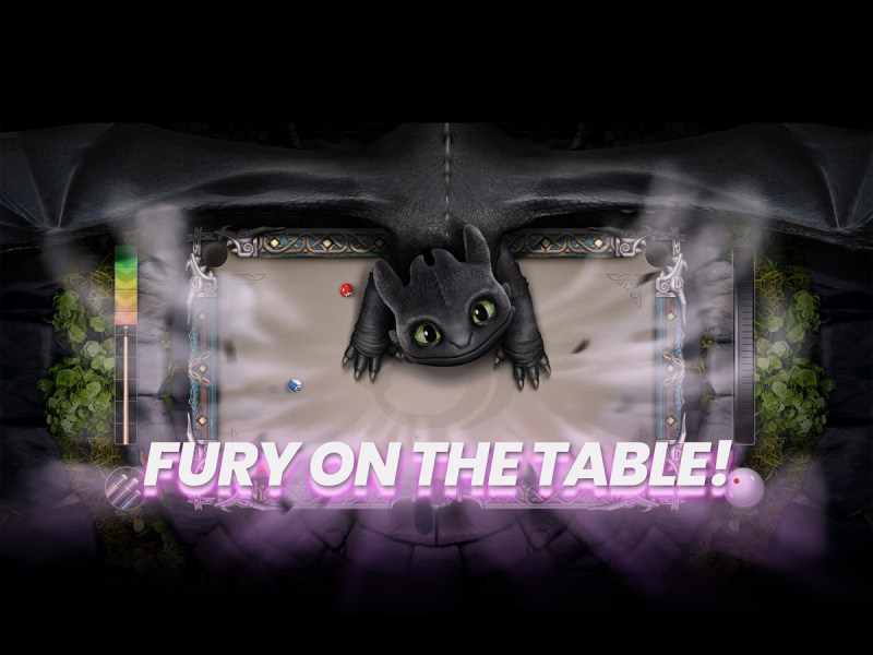 Toothless on the pool table.