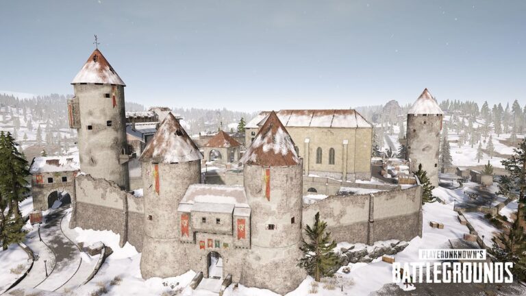 A castle in PUBG's Vikendi map.
