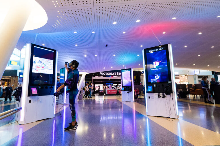 PeriscapeVR has set up 12 virtual reality stations in John F. Kennedy International Airport.
