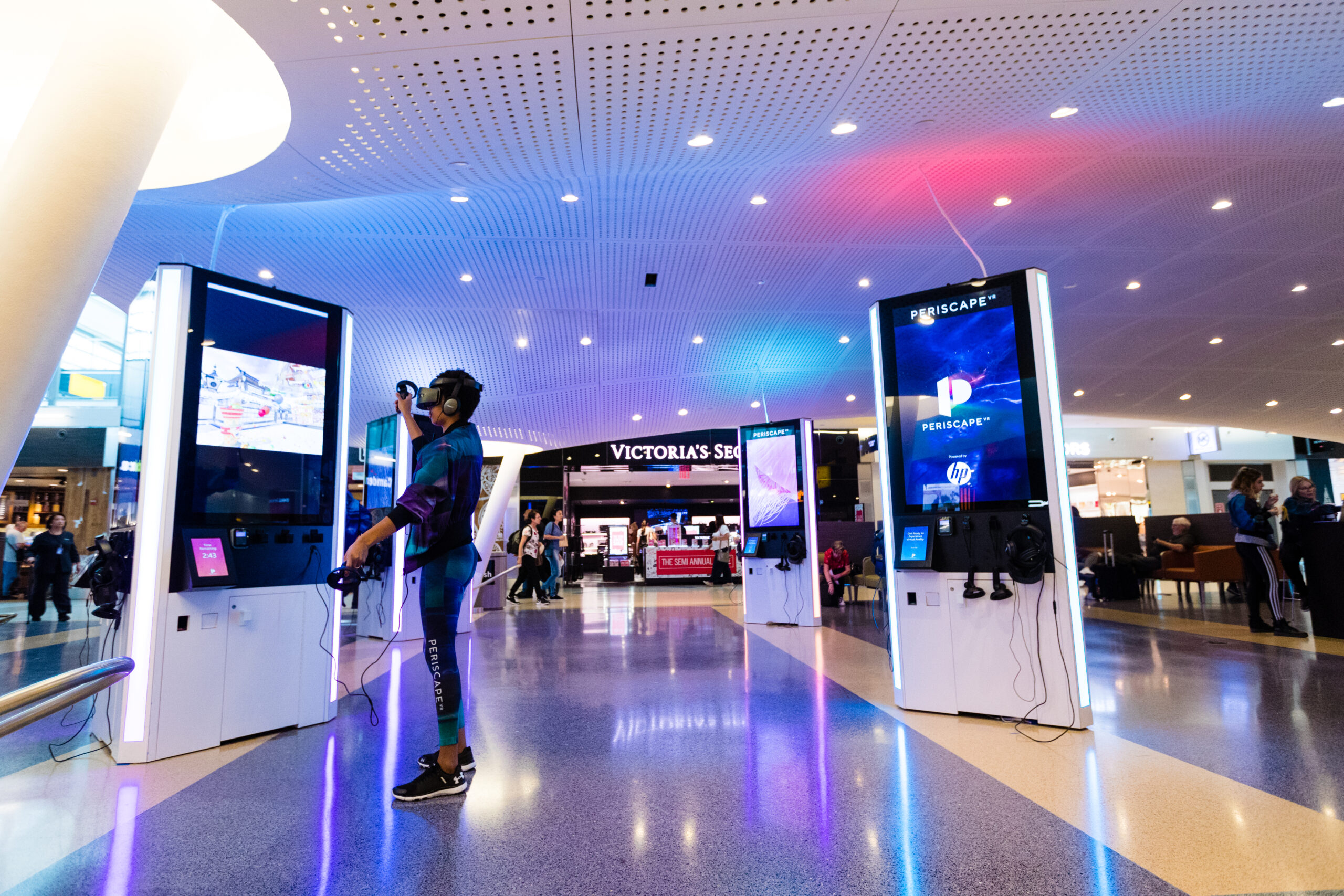 PeriscapeVR has set up 12 virtual reality stations in John F. Kennedy International Airport.