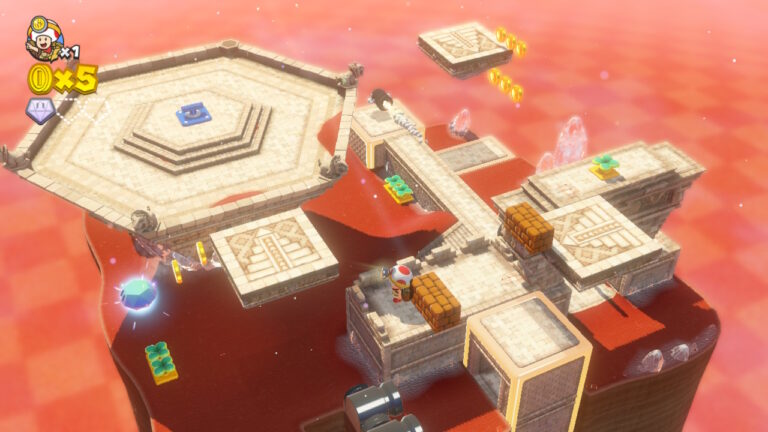 Captain Toad's levels are miniature dioramas that you rotate to locate gems and stars.