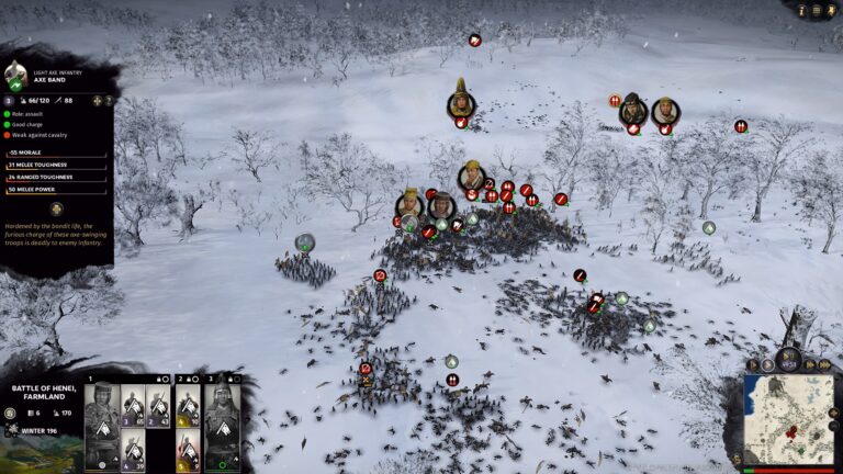 A winter battle in Total War: Three Kingdoms