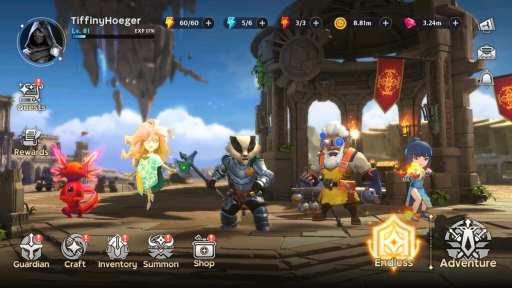 You select your team of fighters for Guild of Guardians.
