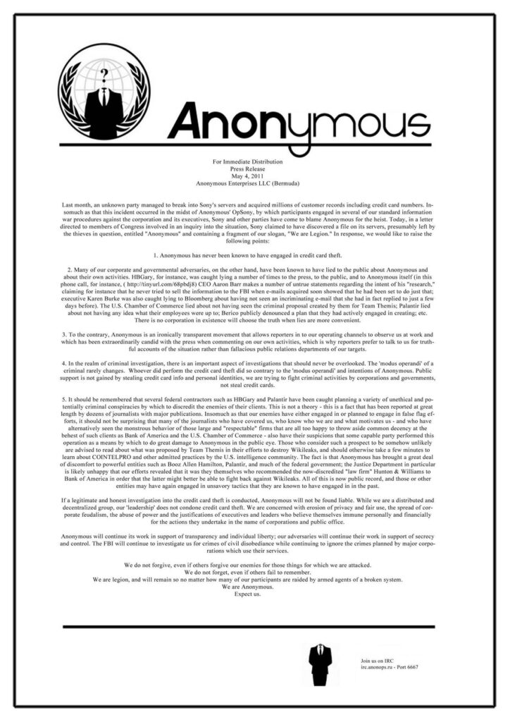 Anonymous denies involvement in PSN outage