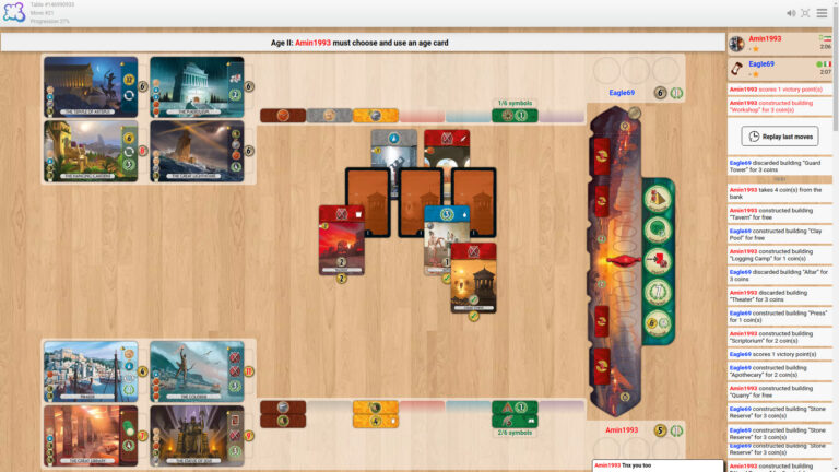 7 Wonders is one of the games that runs on Board Game Arena.