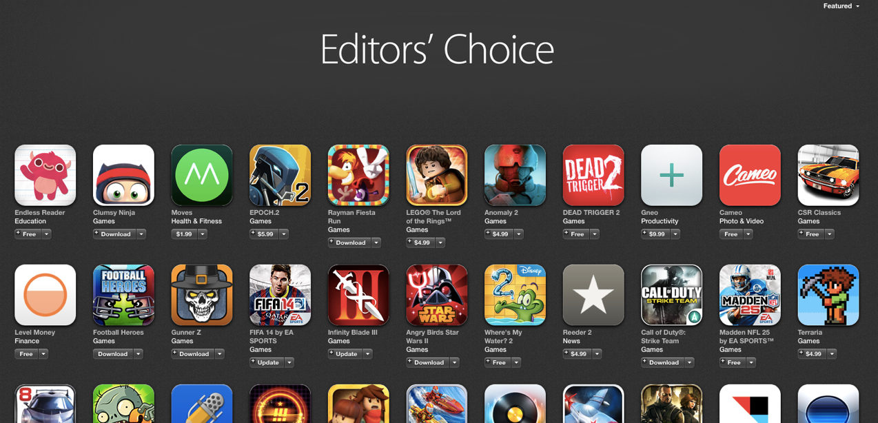 A snapshot in time of the Apple App Store's Editors' Choice picks.
