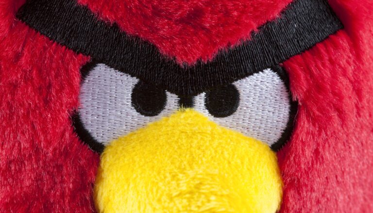 Red Angry Birds soft toy. Angry Birds is developed by Rovio