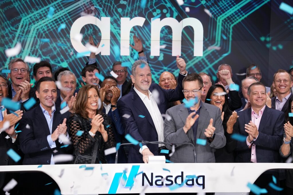 Arm's IPO moment on Nasdaq in Times Square.