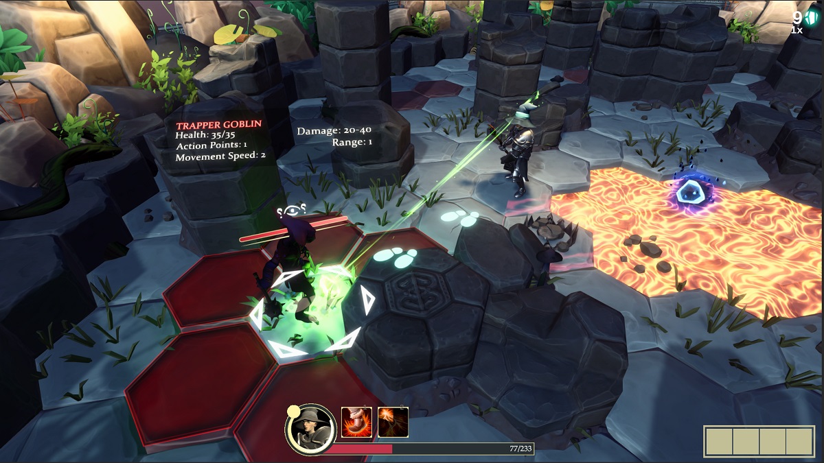 Wizard battles a goblin in Beneath The Six.